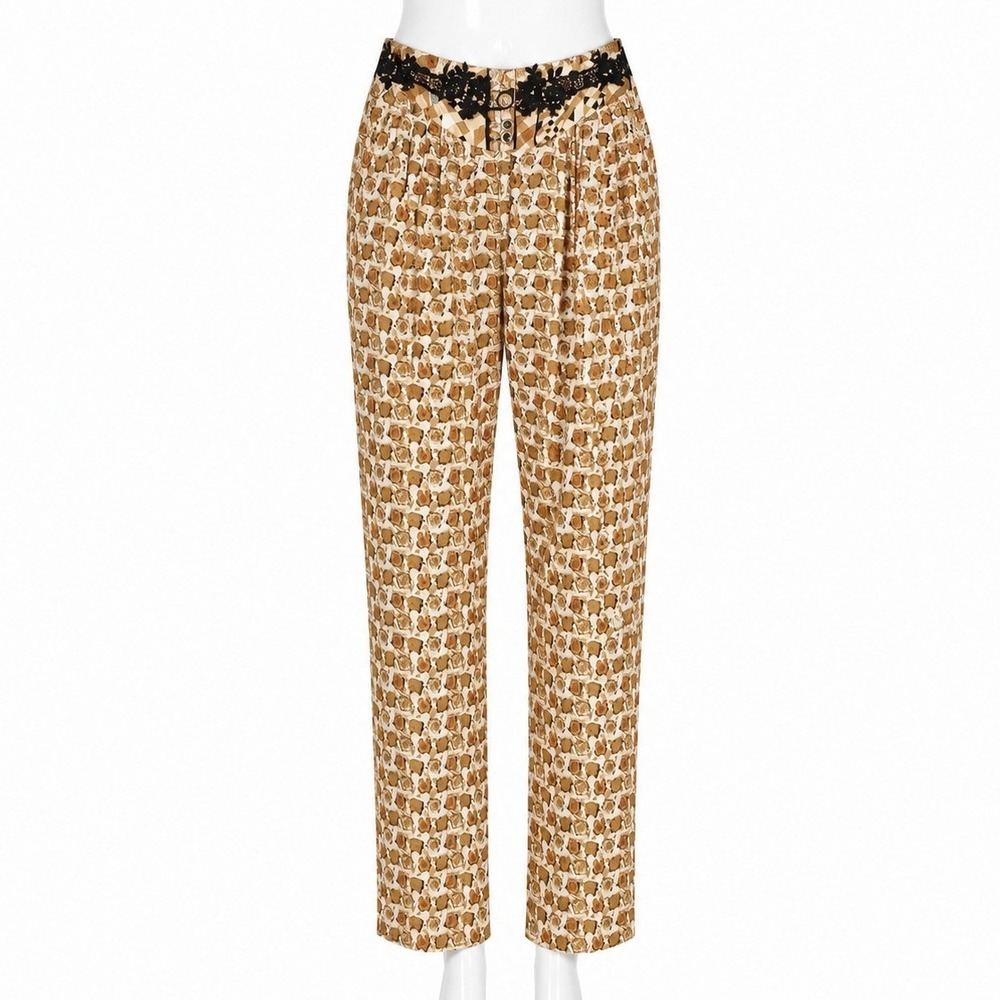 Componix Marsha Brander Pants‎ 8 Brown Floral Vintage 90s High Waist Tapered Leg